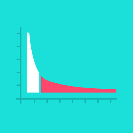 vector flat design icon of long tail graph for web design and seo search engine optimisation infographic pictogram isolated on green backgroundのイラスト素材