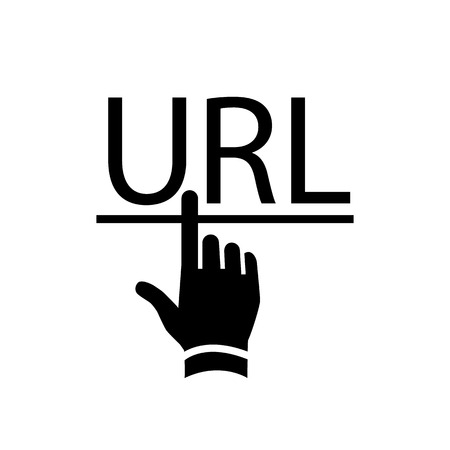 vector flat design modern url icon wit hand clicking on website link. Webdesigner teplate isolated on white backgroundのイラスト素材