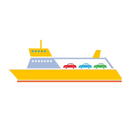 vector flat design ferry ship transportation icon isolated on white backgroundのイラスト素材
