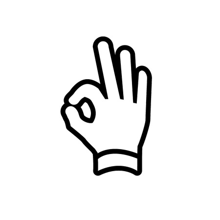 vector modern flat design hand ok fingers gesture icon black isolated on white backgroundのイラスト素材