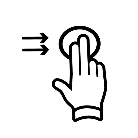 modern flat design hand two fingers swipe gesture icon black isolated on white のイラスト素材