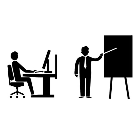 flat design teaching and manager training business icon のイラスト素材