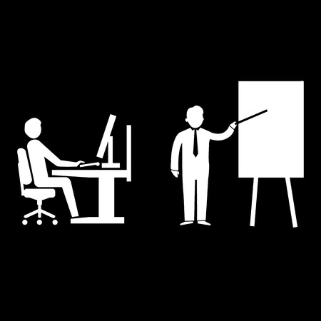 flat design teaching and manager training business iconのイラスト素材