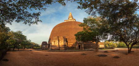 Panoramic view of Rankot Vihara Golden Pinnacle Dagoba in ancient ruins of Polonnaruwa, Srilanka, Asiaの写真素材