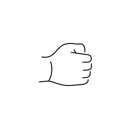 vector modern flat design linear icon of hand in a fist gesture | black thin line pictogram isolated on white backgroundのイラスト素材