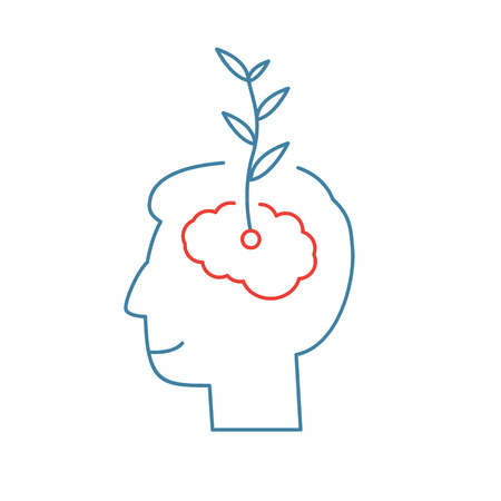 Vector growth mindset skills icon growing plant from the brain