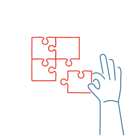 Vector skills icon of building puzzle finding solution のイラスト素材