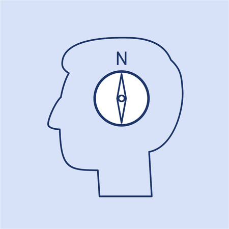 Vector management skills icon of compass in brain のイラスト素材