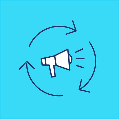 Conceptual vector icon of marketing campaign with megaphone | modern flat design marketing and...