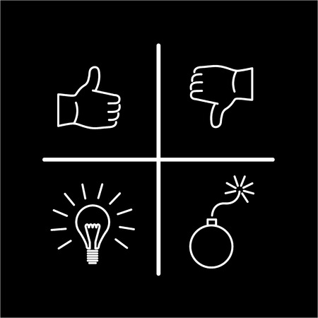 Conceptual vector swot analysis icon | modern flat design marketing and business linear illustration and infographic concept white on black backgroundのイラスト素材