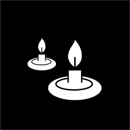 Conceptual vector relaxation candles icon | modern flat design cosmetic and spa illustration and infographic concept white on black backgroundのイラスト素材