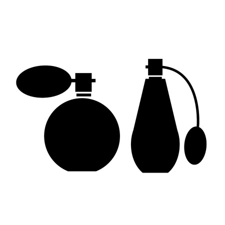 Conceptual vector icon of cosmetic and parfume flacons and bottles | modern flat design cosmetic and spa illustration and infographic concept black on white backgroundのイラスト素材