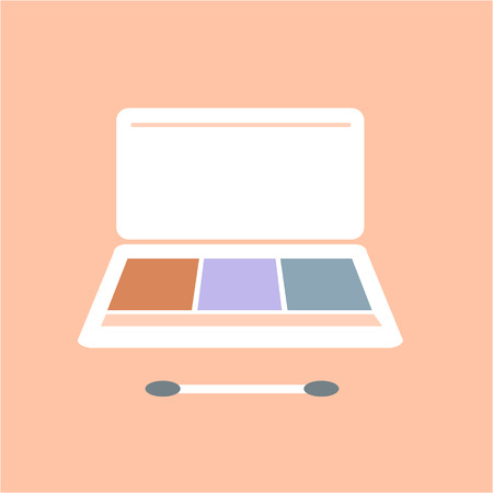 Conceptual vector cosmetic makeup box icon | modern flat design cosmetic and spa illustration and infographic concept colorful on orange backgroundのイラスト素材