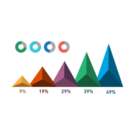 Conceptual infographic pyramid or triange chart set | modern flat design illustration of infographics elements color on white backgroundのイラスト素材