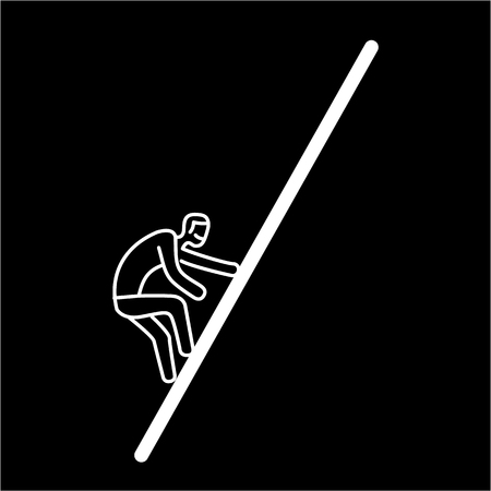 Difficult challenge. Vector illustration of climbing up businessman | modern flat design linear concept icon and infographic white on black backgroundのイラスト素材