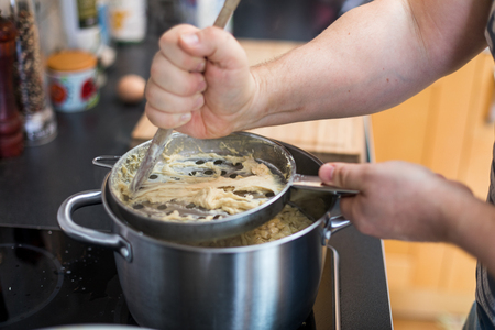 Spaetzle german baked gnocchi preparationの写真素材
