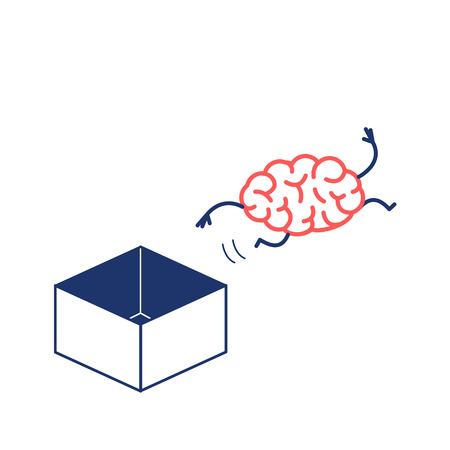 Vector of Brain jumping out of the box. - ID:1-112266996 - Royalty Free ...