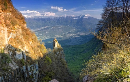Stitched Panorama, dolomites landscapes with nice colour of nature