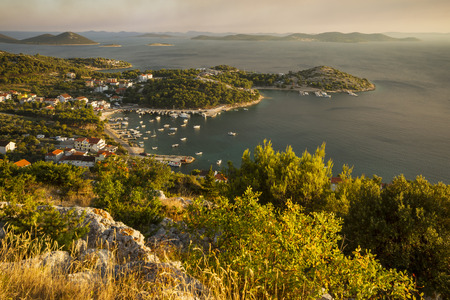 Summer evening on the Äelinka viewpoint above village Drage in Croatia.の写真素材