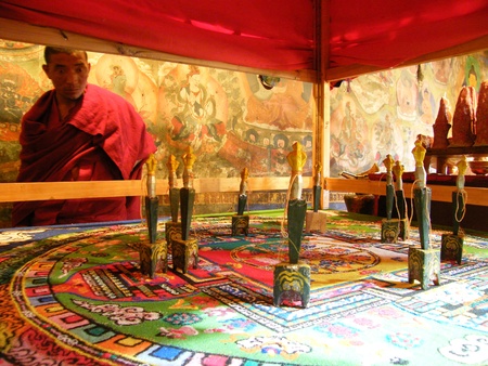 Mandala in Buddhist church short before destruction, Ladakh, India, Himalaya のeditorial素材