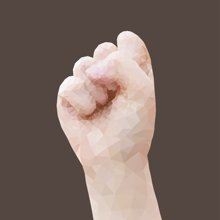 Low poly hand, clenched fist gesture on dark background.のイラスト素材