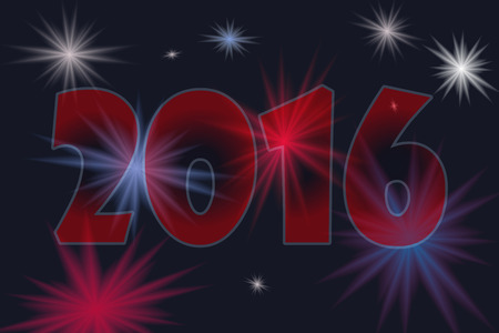 Happy new year 2016 vector illustration with fireworks.のイラスト素材