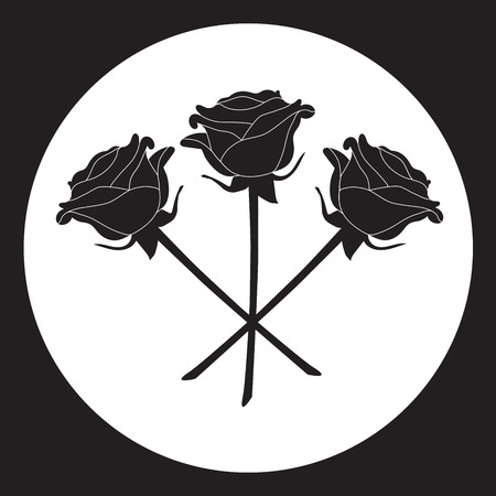 Rose Icon in black and white, element or symbol for design.のイラスト素材