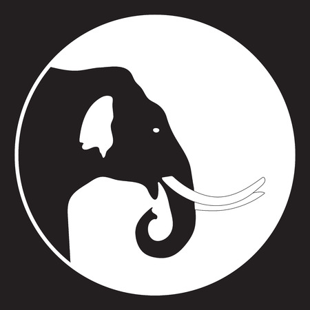 Elephant Icon in black and white, element or symbol for design.のイラスト素材