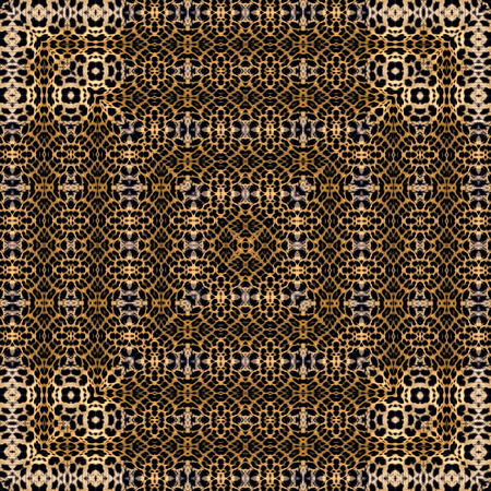 Kaleidoscope abstract background. Seamless pattern. Based on leopard fur.