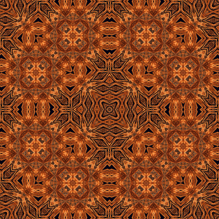 Seamless kaleidoscopic wallpaper tiles pattern based on natural wooden texture, inlayの写真素材