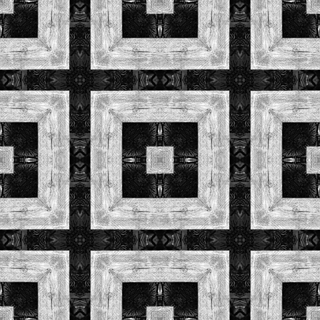 Seamless background or texture. Interesting geometric shapes creating diverse visual impacts. For background, prints, wallpapers, cloth, carpets, rugs.  Based on wooden pales of fence.の写真素材