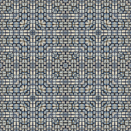 Kaleidoscope abstract background. Seamless pattern. Stone pavement or cobblestones. History, fantasy...