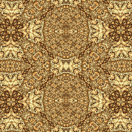 Rich royal seamless natural decoration or pattern. Made out of image of nature foliage in forest. For cloth, background, wallpaper, rug, carpet, design.の写真素材