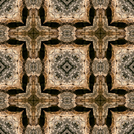 Natural wooden seamless texture or pattern, fantasy shapes out of bark of a tree. Background or wallpaper.の写真素材