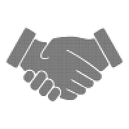 Handshake business agreement, vector icon in black dots, halftoneのイラスト素材