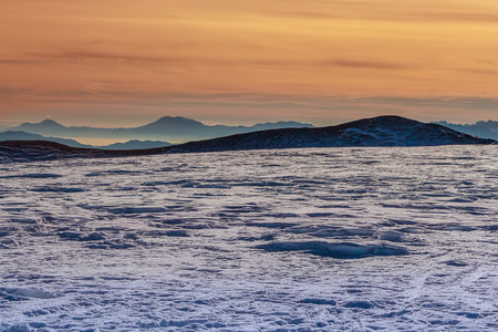 High mountains, Alps, winter snow frozen landscape.の写真素材