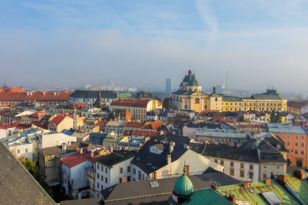 Historic city of Olomouc, Czech Republic, Europe, 200 km east of Prague. Panorama, aerial view.の写真素材