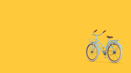 Bicycle on a yellow background with space for text. 3d renderingの写真素材