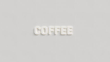 3d rendering of the word coffee in white letters on a white backgroundの写真素材
