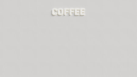 3d rendering of the word coffee in white letters on a white backgroundの写真素材