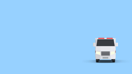 Ambulance car isolated on blue background. 3d rendering.の写真素材