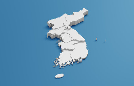 Korea Peninsula Map. 3D Renderingの写真素材