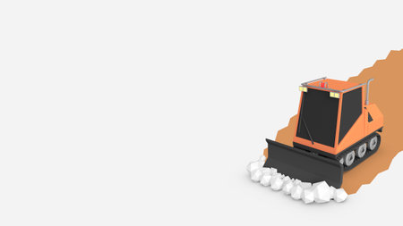 Snowplow with Snow Background. 3D Rendering