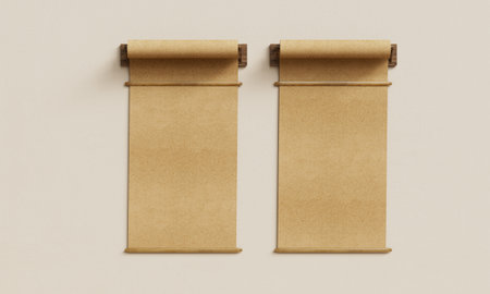 Blank roll of brown paper on white background. 3d renderingの写真素材