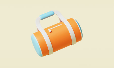 3d rendering of an orange fitness bag isolated on a white background