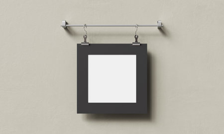 Blank picture frame hanging on a wall. 3d rendering.の写真素材