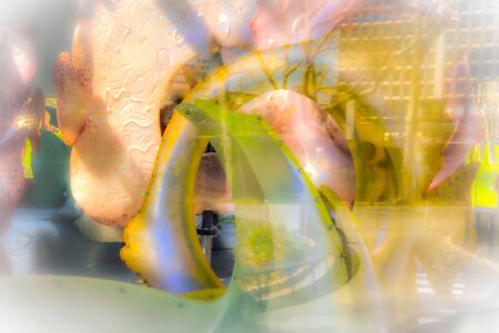 Abstract carousel in motion, NYC very colourfullの写真素材