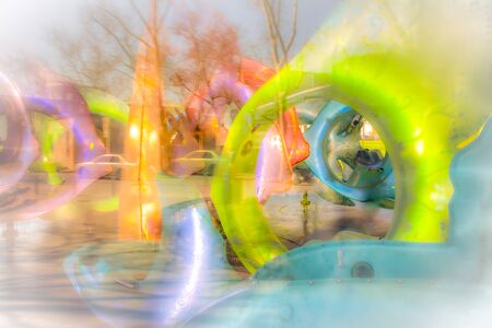 Abstract carousel in motion, NYC very colourfullの写真素材