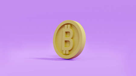 3D Rendering cryptocurrency B coin as referring to blockchain on background concept of Decentralized...