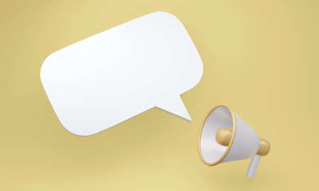 3D rendering megaphone and a speech bubble icon for commercial design concept of announcement. 3D...